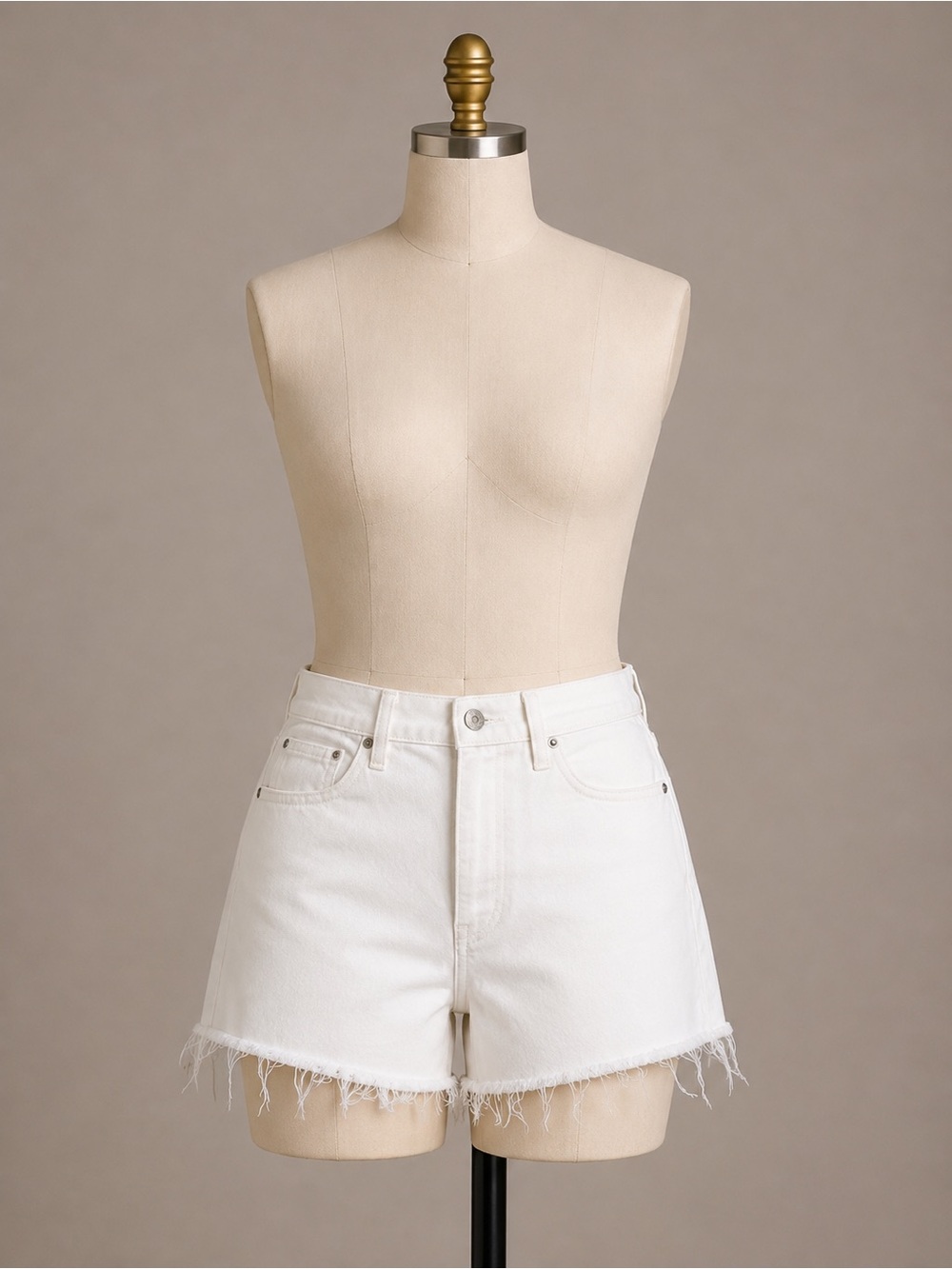 J. Crew White Raw-Hem High-Rise Denim Shorts
